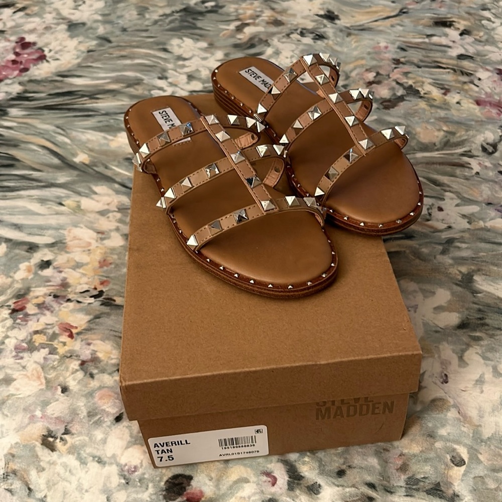 Steve Madden Tan Rock Stud Sandals
